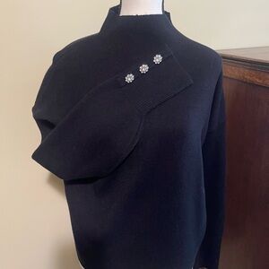 Black Mock Turtle Neck with Rhinestones